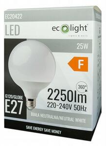 ECOLIGHT LED žárovka - E27 - 25W - G120 - neutrální bílá
