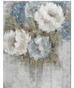 Ručně malovaný obraz Stardeco 90x120cm květiny, modrobílá
