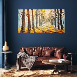 Obraz na skle Obraz na skle malování lesních stromů