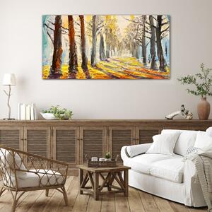 Obraz na skle Obraz na skle malování lesních stromů