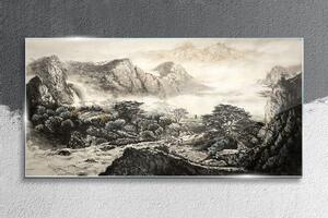 Obraz na skle Obraz na skle Čínské hory stromy