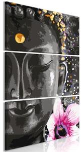 Obraz - Buddha and Flower (3 Parts) Vertical