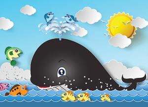 Malvis ® Tapeta dětská velryba Vel. (šířka x výška): 144 x 105 cm