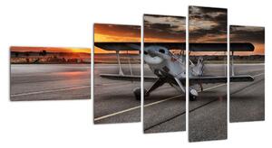 Obraz letadla při západu slunce (110x60cm)