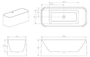 Volně stojící vana RIVA 2.0 akrylátová bílá - možnost volby velikosti