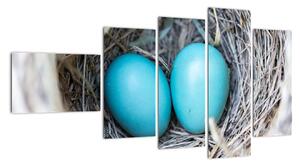 Obraz modrých vajíček v hnízdě (110x60cm)