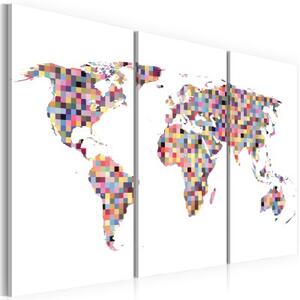 Obraz - Map of the World - pixels - triptych