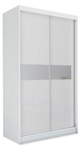 Skříň s posuvnými dveřmi a zrcadlem ALEXA, bílá, 150x216x61