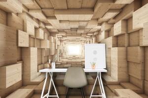 Malvis ® 3D tapeta Dřevěný tunel Vel. (šířka x výška): 288 x 200 cm