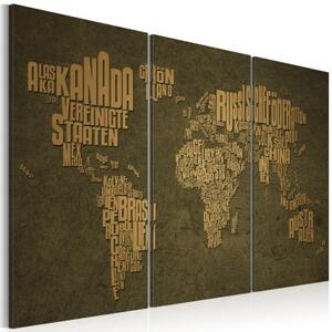 Obraz - The map of the World, German language:Beige continents - triptych