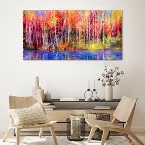 Obraz na skle Obraz na skle Barevné stromy malování