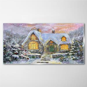 Obraz na skle Obraz na skle Zimní dům Sníh