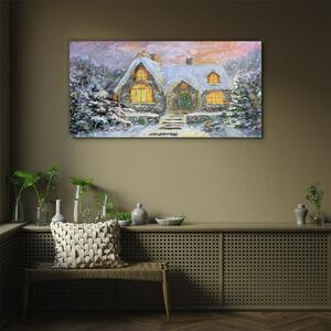 Obraz na skle Obraz na skle Zimní dům Sníh