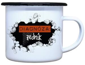 Smaltovaný plecháček s potiskem diagnóza zedník, 330 ml