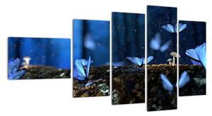 Obraz - modří motýli (110x60cm)