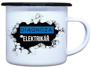 Smaltovaný plecháček s potiskem diagnóza elektrikář, 330 ml