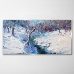 Obraz na skle Obraz na skle Zimní lesní malování