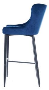 Barová židle FAREL B H-1 VELVET, 46x109x42, bluvel 86, modrá (granátová)