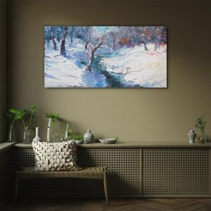 Obraz na skle Obraz na skle Zimní lesní malování