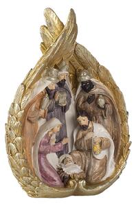 Vánoční betlém s krály ve zlatých andělských křídlech - 14*7*19 cm