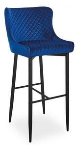 Barová židle FAREL B H-1 VELVET, 46x109x42, bluvel 86, modrá (granátová)