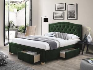 Čalouněná postel KARMEN Velvet, 160x200, zelená tap. 119