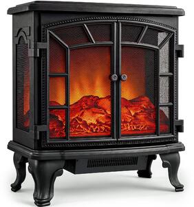 Elektrické topení do obývacího pokoje – volně stojící – výkon 2000 W – atmosférický efekt plamene – barva černá – pro použití v interiéru