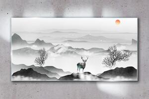 Obraz na skle Obraz na skle Zvířecí jeleny stromy hory