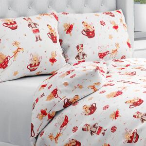 Biante Bavlněné ložní povlečení Sandra SA-798 Louskáček a perníčky - červeno-hnědé na bílém Jednolůžko 140x200 a 70x90 cm