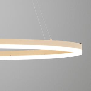 FISCHER & HONSEL Závěsné světlo LED Silvio, délka 100 cm, písková barva, kov,, stmívatelný, Krémová / jantar, Obývací pokoj / jídelna, kov, Moderní
