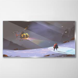 Obraz na skle Obraz na skle Hory Snow Helicopter