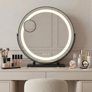Rea MAKE-UP, kosmetické LED zrcadlo 40 cm v černém rámu k postavení, HOM-12020