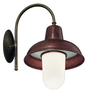 Il Fanale 243.26.ORB Contrada, nástěnné svítidlo z mosazi, mědi a bílého skla, 1xE27 max 15W, výška 37cm