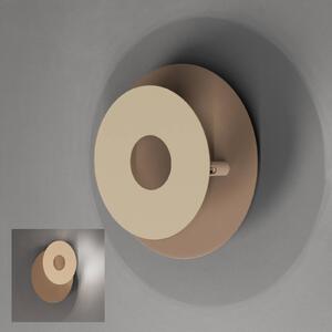 FISCHER & HONSEL LED nástěnné světlo Hennes, greige/písková, Ø 18 cm, kov, Obývací pokoj / jídelna, kov, Moderní