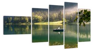 Obraz loďky na jezeře (110x60cm)