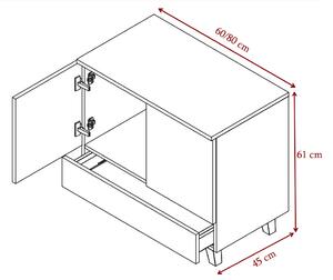 Koupelnová skříňka VENETO 60 S/1 s umyvadlem, 60x60,9x44,9, šedá mat/dub artisan