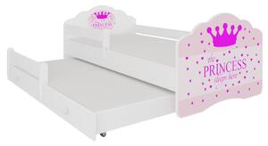 Dětská postel CASIMO II se zábranou, 160x80, vzor f5, princess
