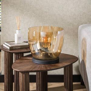 ZIJLSTRA Stolní lampa Kopje, výška 27 cm, jantarová, sklo, E27, Krémová / jantar, Obývací pokoj / jídelna, Sklo, Moderní