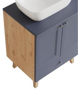 Koupelnová skříňka VENETO 60 S/1 s umyvadlem, 60x60,9x44,9, šedá mat/dub artisan