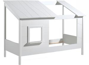 Bílá lakovaná dětská postel Vipack Housebed 90 x 200 cm s otevřenou střechou