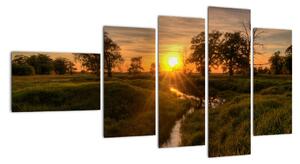Západ slunce v údolí řeky, obraz (110x60cm)