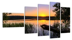 Obrázek jezera se západem slunce (110x60cm)