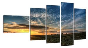 Západ slunce na poli - moderní obraz (110x60cm)