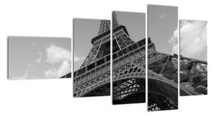 Černobílý obraz Eiffelovy věže (110x60cm)