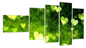 Zelená srdíčka - obraz do bytu (110x60cm)