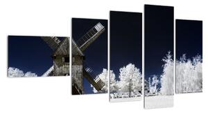 Větrný mlýn v zimní krajině - obraz (110x60cm)