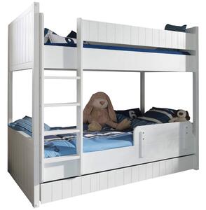 Bílá dřevěná dětská patrová postel Vipack Robin 90 x 200 cm