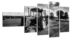 Černobílý obraz traktoru (110x60cm)