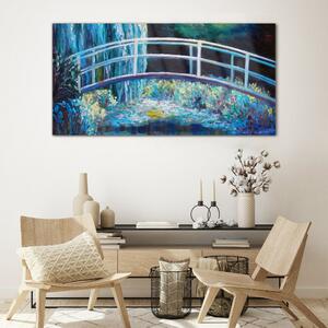 Obraz na skle Obraz na skle Malování most květiny