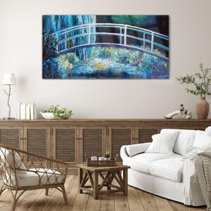 Obraz na skle Obraz na skle Malování most květiny